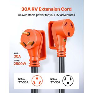 Cavo di Prolunga RV Resistente da 30 Amp 125V 2500W con Cavo Calibro 10/3, Spina Maschio NEMA TT 30P e Spina Femmina NEMA TT 30R, 30 Metri, LED - Product Image 3