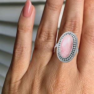 Bague classique en argent massif 925 pour femmes, bijoux en argent sterling 925 avec pierre précieuse rhodochrosite, style bohème, bague faite à la main, cadeau - Product Image 3