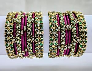 Colorful Handmade Thread <b>Bangles</b> Set Silk Wrapped Traditional Indian Jewelry Women Bridal Party Wear Bulk - Product Image 5