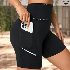 Shorts de compression athlétiques taille haute pour femmes avec poches, coupe ajustée, séchage rapide, pour yoga, entraînement et course à pied - Product Image 6
