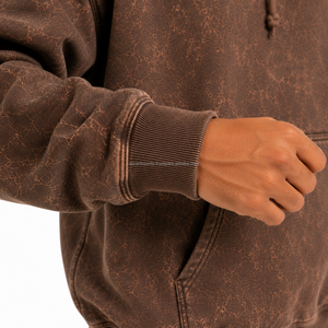 Men Acid Wash Hooded Sweatshirt Solid Color Washed Cotton French Terry Vintage Baggy Fit Winter Acid Wash Pullover Hoodies - Product Image 5
