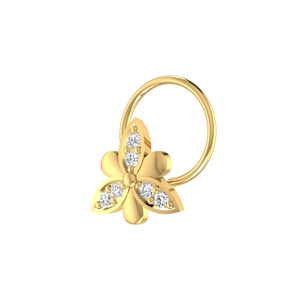 AJRETAIL 0.05 Carat Natural <b>Diamond</b> 14K Gold Flower Ethnic Women's <b>Nose</b> Pin-HI Color VS-SI Clarity - Product Image 4