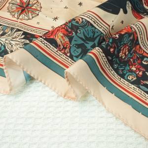 Pañuelo Cuadrado de Seda con Diseño Floral Retro de 90*90cm, Estilo Boho para Mujeres y Niñas - Product Image 3