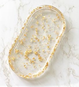 Handmade Metal Handicraft Modern Oval Crystal Abstract <b>Gold</b> Leaf <b>Serving</b> <b>Tray</b> Luxury Decor Bar Counter - Product Image 3