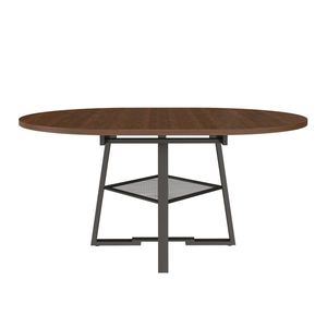 Set Tavolo da Pranzo Rotondo 47 Pollici Finitura Noce Estensibile per 4-8 Persone Struttura in Metallo Rinforzata Stabile con Vano Portaoggetti - Product Image 6