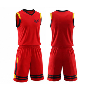 Conjunto de Uniforme de Baloncesto Ekin Impex Rojo sin Mangas con Cuello en V, Absorbente de Humedad, Transpirable para Adultos, Uniformes de Baloncesto Reversibles - Product Image 1