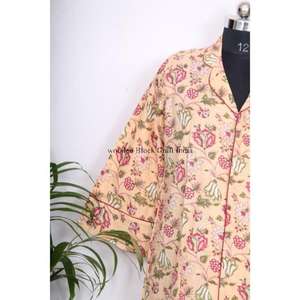 Minivestido elegante de algodón indio con estampado floral para mujer, estilo A, de una pieza, con botones en la cintura natural, casual y elegante para el verano. - Product Image 2