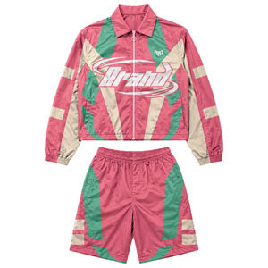 Custom <b>Pink</b> Graphic Print Nylon Windbreaker Jackets Shorts Track Suit Lightweight Waterproof Embroidery Logo Windbreaker Hoodies - Product Image 5
