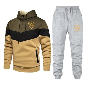 Splicing Men's Tracksuit 2 Piece Sports Set Sweatshirt and Pants Jogging Sweat Suit Clothes Autumn Winter 2021 - Product Image 1