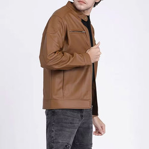 OEM Service Market Online Sale <b>Men</b> <b>Leather</b> <b>Jacket</b> Cheap Price Front Covered Zipper Style <b>Men</b> <b>Leather</b> <b>jacket</b> for <b>men</b> - Product Image 3