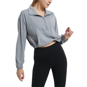 Women's Half Zip Pullover Cropped <b>Jackets</b> Long Sleeve Athletic Running Yoga <b>Workout</b> Shirts for Women - Product Image 1