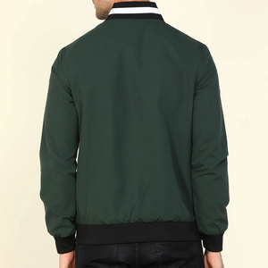 <b>Men's</b> Green Bomber <b>Jacket</b> Regular Fit Zipper Closure Stand Collar Casual Style Winter Wear Reversible Windproof Eco-Friendly - Product Image 4