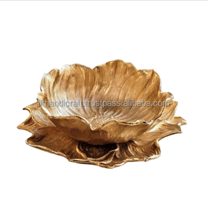 Nouvelle Arrivée Personnalisé Grand Bol En Aluminium Coulé Feuille D'or Fleur Conception Prix De Gros Meilleur Vendeur En Ligne Métal Artisanat - Product Image 1
