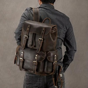 Stylish <b>Waterproof</b> Leather <b>Backpack</b> Anti-Theft Vintage Laptop Rucksack Genuine Leather LBP-0426 - Product Image 4
