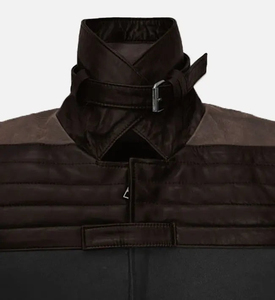 <b>Men's</b> Fashion Forward Long Sleeve Genuine Sheepskin <b>Leather</b> <b>Jackets</b> For Outwear Turn Down Collar Belt Long Fall Coats - Product Image 5