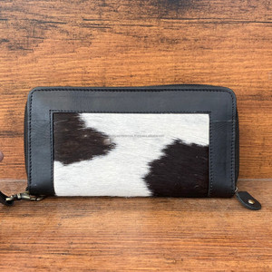 Western luxe cuir de vachette portefeuilles pour femmes en cuir véritable bracelet fermeture à glissière Long portefeuille carte de crédit/téléphone organisateur - Product Image 3