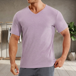 T-shirt décontracté pour homme, rouge, à manches courtes, col rond, en polyester/coton, coupe classique, motif imprimé, anti-boulochage, style urbain, 360g, jersey - Product Image 5
