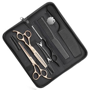 Ensemble de ciseaux de coiffure professionnels en acier inoxydable, ciseaux de barbier, ciseaux de coupe de cheveux, kit d'outils de coiffage - Product Image 1