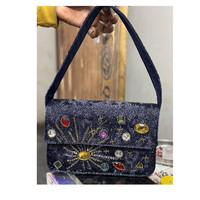 Tas kurir Boho wanita, tas kurir bahu pesta belanja malam Boho wanita, tas desainer manik-manik, buatan tangan gaya Bohemian mewah India