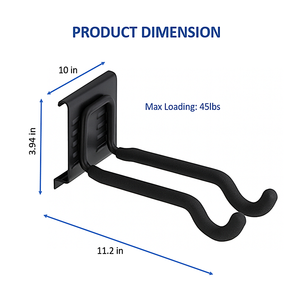 Iron Wall Mounted Double Hook For Organization System Capacity 45lbs Loading Sports Equipment Storage Hook GAPGAR008 - Product Image 4