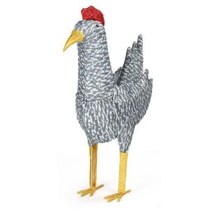 Gallo di Natale Pre-Illuminato da 60 cm, Decorazione Esterna Resistente alle Intemperie, 50 Luci LED, Peluche Bianco, Decorazione per la Casa - Product Image 3