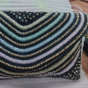 Bolso de Mano Tipo Clutch de Lujo Hecho a Mano con Cuentas y Mariposas para Mujer, Bolso de Fiesta Negro con Lentejuelas, Bolso de Mano para Boda Bordado con Cristales - Product Image 1