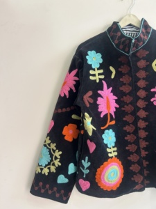 Velvet Suzani <b>Jacket</b> With Indian Embroidered Art Work Boho <b>Women</b> <b>Jacket</b> - Product Image 2