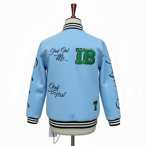 Custom Varsity <b>Bomber</b> Jacket for <b>Men</b> and Women Premium Letterman Baseball with Faux <b>Leather</b> Sleeves & Custom Graphic Print - Product Image 6