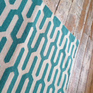 Tapis de luxe en laine tissé à la main, motif géométrique abstrait en blocs de pixels, tapis moderne de designer sur mesure - Product Image 4