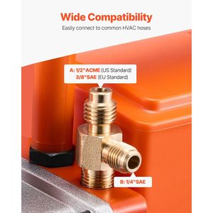 Pompa per vuoto rotativa a palette monostadio 4 CFM per sistemi HVAC R134a R22 R410a, kit di riparazione AC auto con olio e strumenti per officina - Product Image 4