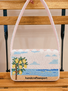 Sac à bandoulière perlé fait main de qualité supérieure, style Jardin Méditerranéen – Collection Resort |   Sac à main brodé |   Conception de logo personnalisé | - Product Image 2