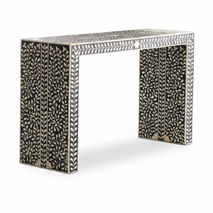 Table basse en os de palissandre à motifs floraux, table d'entrée en bois faite à la main, artisanat indien en gros, style bohème chic, directement de l'usine - Product Image 6