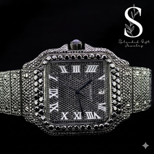 Montre automatique de luxe pour homme avec diamants en moissanite noire, style hip-hop glacé (Bussdown) - Product Image 1