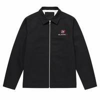 Veste bomber en toile noire pour homme BLIMPEX, écologique, coupe-vent, logo brodé, fermeture éclair sur le devant, col rabattable, coupe standard, hiver