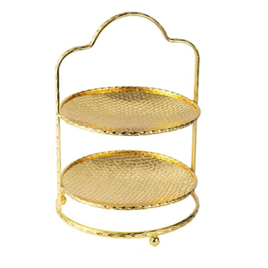 Superbe support à gâteau en métal à 2 niveaux avec poignée, présentoir à desserts pour mariage, fête, anniversaire, support à cupcakes en promotion - Product Image 3