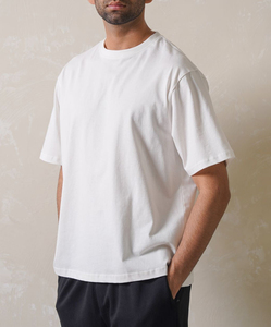 T-shirt pour homme en coton blanc à col rond, manches courtes, coupe classique, couleur unie, style décontracté, épaules tombantes - Product Image 4