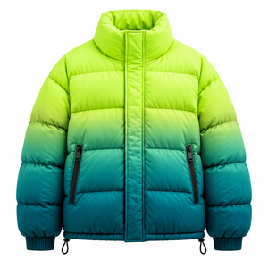 Unisex Gradient Color Puffer Jacket Winter <b>Coat</b> <b>Stand</b> Collar Zip Up Outdoor Streetwear Custom Private Label OEM ODM - Product Image 1
