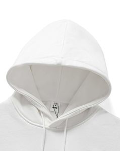 Sweat à capuche blanc épais en molleton brossé, style streetwear unisexe, coupe oversize, avec impression et broderie sur le panneau avant - Product Image 4