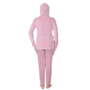 Ensemble de survêtement d'hiver personnalisé pour femmes en velours à capuche, deux pièces, sweat-shirt et pantalon de jogging, matière respirante, tenue décontractée élégante - Product Image 2