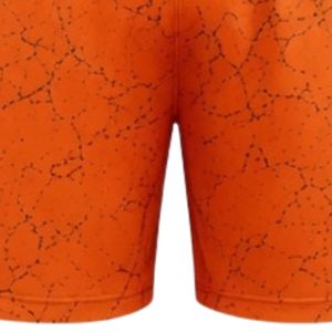 Bright Orange Black Speckled Print Athletic Sports <b>Shorts</b> with <b>Elastic</b> <b>Waistband</b> Lightweight Breathable Gym Training Performance - Product Image 6