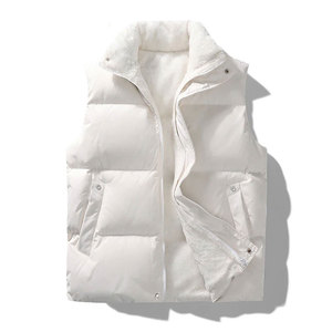 New Winter Men's Woolen Vest Warm Sleeveless Jacket Casual Solid <b>Thick</b> Fashion O-Neck Zipper Vest Outwear Waterproof Reversible - Product Image 4