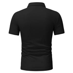Men's Black Short Sleeve Knitted Polo Shirt Solid Color Casual Style Regular Fit - Product Image 2
