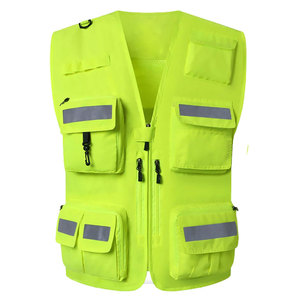 Chaleco de Trabajo Resistente, Transpirable, de Secado Rápido, Talla Grande, Construcción Robusta, Múltiples Compartimentos de Almacenamiento, Poliéster, Alta Visibilidad - Product Image 1