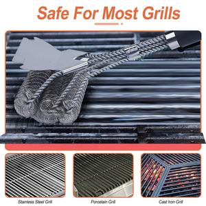 16.5in Stainless Steel <b>BBQ</b> Grill Cleaning <b>Brush</b> Barbecue Cleaner Scraper Stiff <b>Wire</b> Bristles for Cooking Grates Kitchen Tools - Product Image 2