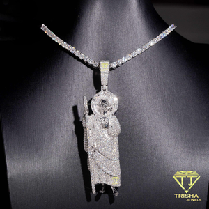 Iced Out 3D Figure Pendant Necklace With Moissanite Diamond 925 Sterling Silver Luxury Hip Hop Jewelry - Product Image 1