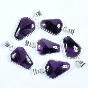 Colgante de Amatista en Forma de Paz Hecho a Mano, Chapado en Plata, Estilo Bohemio, Unisex, Regalo Minimalista, Joyería Gótica, Pieza Destacada, Venta al por Mayor - Product Image 3