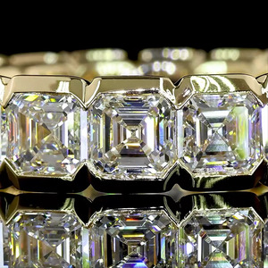 Bague de fiançailles et alliance tendance en diamant taille Asscher cultivé en laboratoire, en or 10K 14K 18K ou en argent 925 935 - Product Image 2