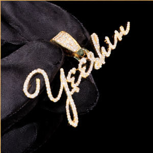 925 <b>Silver</b> Gold Plated Cursive <b>Initial</b> Letter Name Pendants Custom Iced Charms <b>Necklace</b> Lab Grown Diamonds Personalized Trendy - Product Image 3