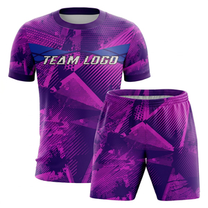 Ensemble short et maillot de squash personnalisé sublimé jaune et bleu, anti-humidité, col rond, manches courtes, unisexe adulte, été, contrasté - Product Image 6