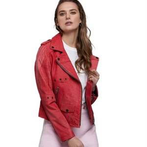 Custom Logo Women Leather Fashion Jacket Plus Size Leather Coat Heavy Duty <b>Zipper</b> Closure For Casual And Outerwear Wear - Product Image 5